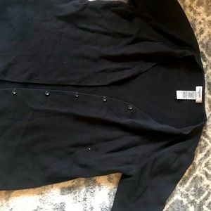 Long served black button down cardigan
